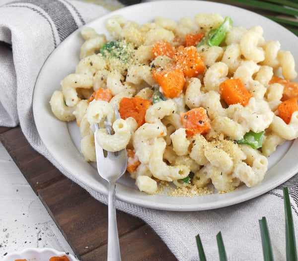 Creamy Pasta with Butternut Squash and Cashew Parmesan - Uprise Foods