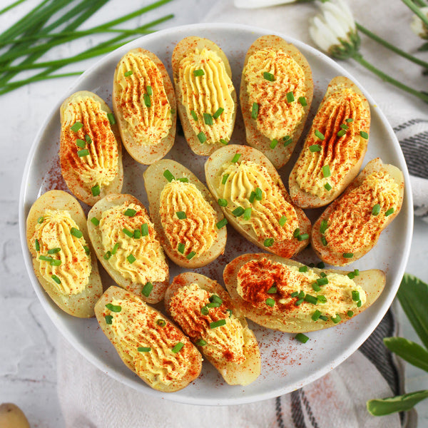 Vegan Deviled Potatoes with Cashew & Tofu Filling - Uprise Foods