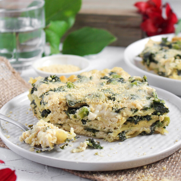 Vegan Roasted Garlic & Kale Lasagna with Cashew Parmesan - Uprise Foods