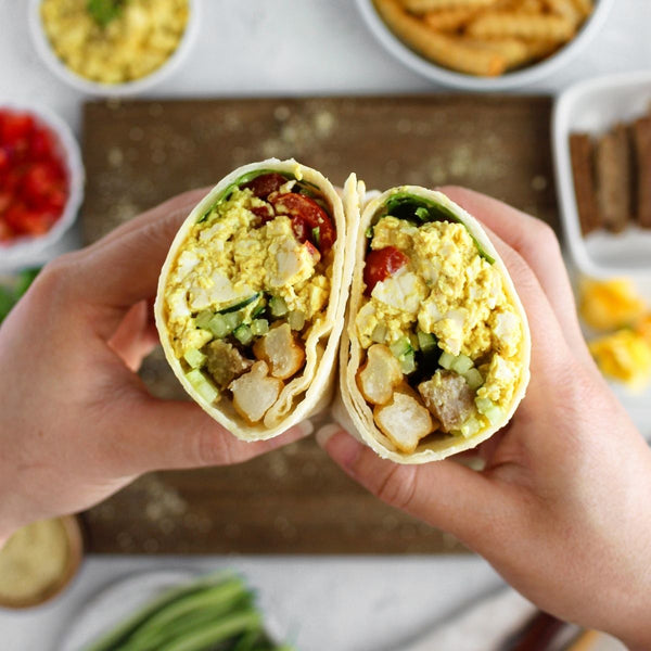 Tofu Scramble Breakfast Burrito with Cashew Parmesan - Uprise Foods
