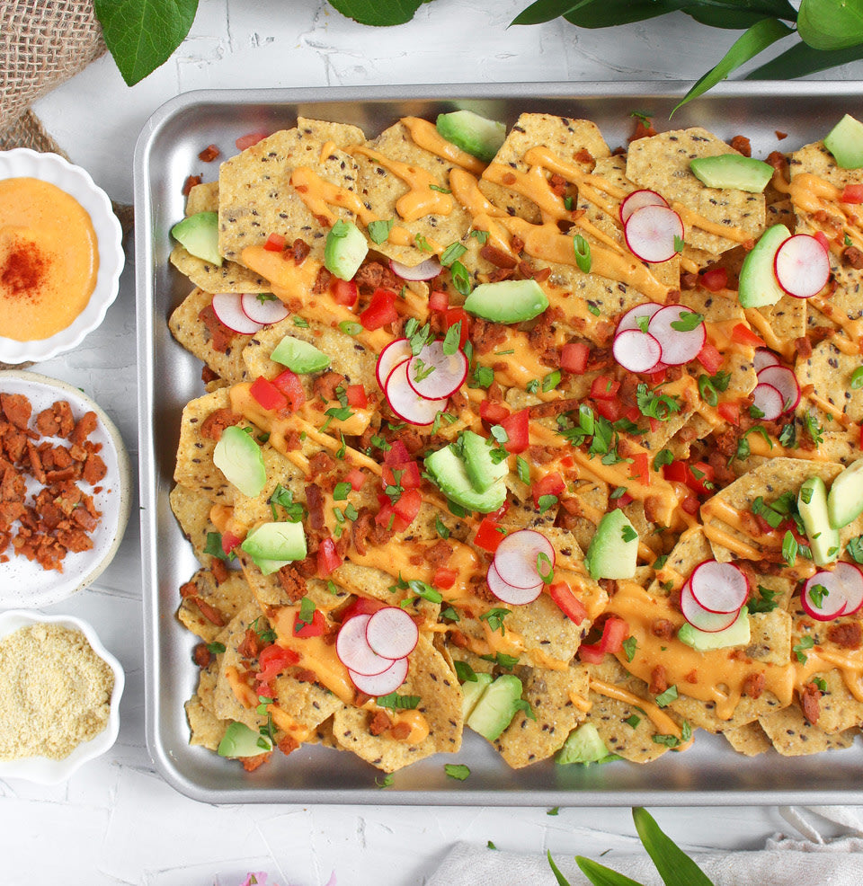 Vegan Nachos with Cashew Cheese Sauce 