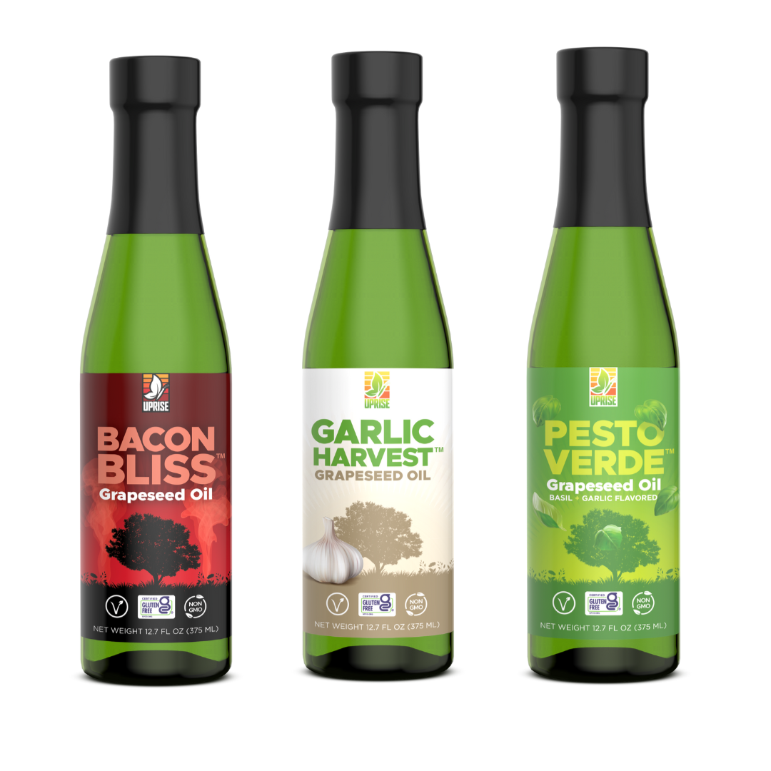 Pesto Verde, Garlic Harvest, &amp; Bacon Grapeseed Oil Mixed Case | Case of 12 (3 of Each Flavor)