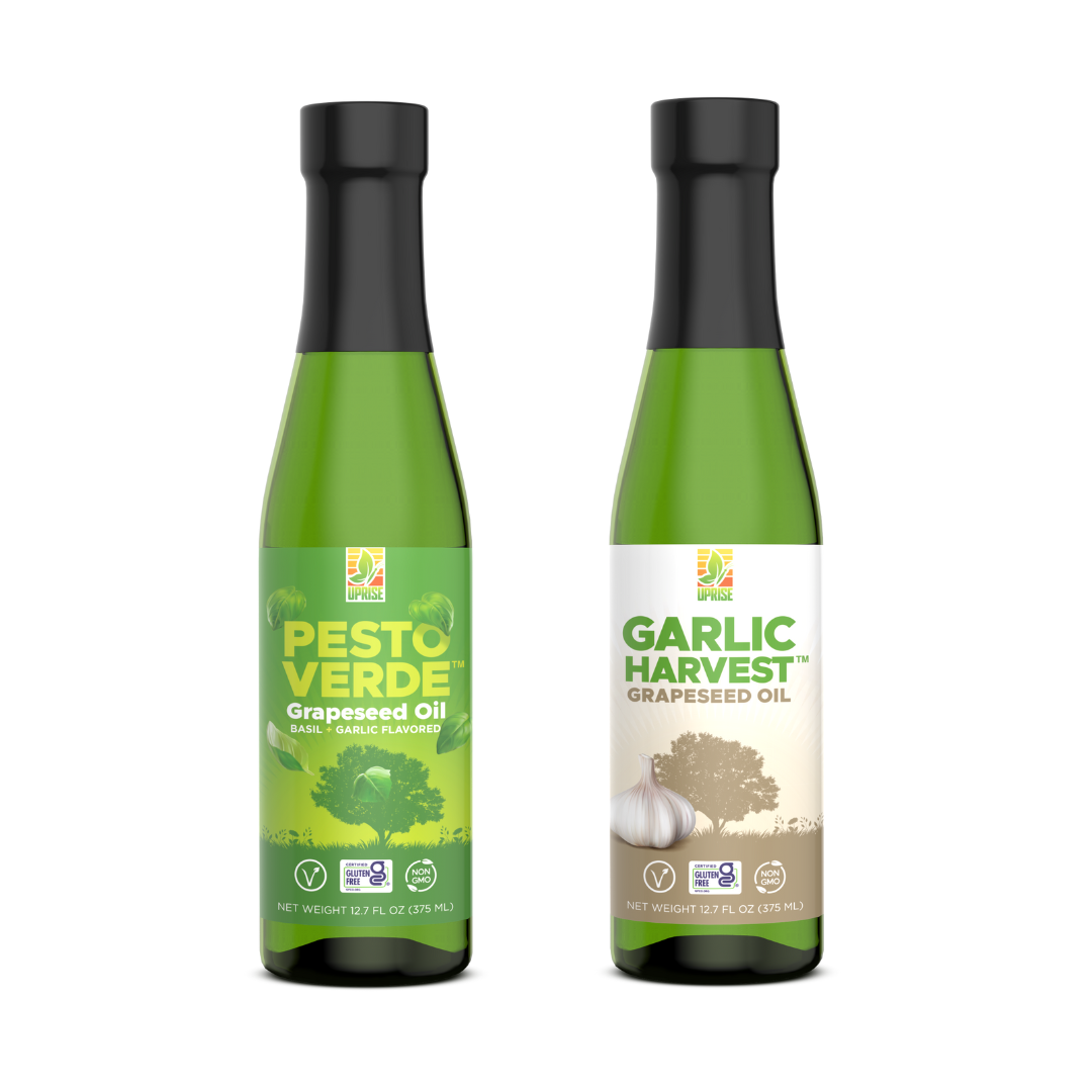 Pesto Verde &amp; Garlic Harvest Grapeseed Oil Mixed Case | Case of 12 (6 of Each Flavor)