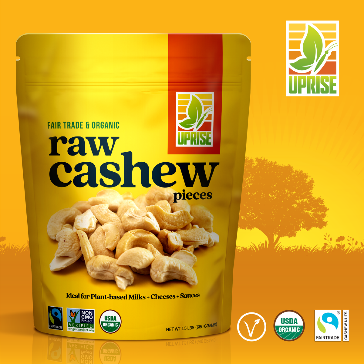 Certified Fair Trade Organic Cashew Pieces 1.5 lb (Case of 16)