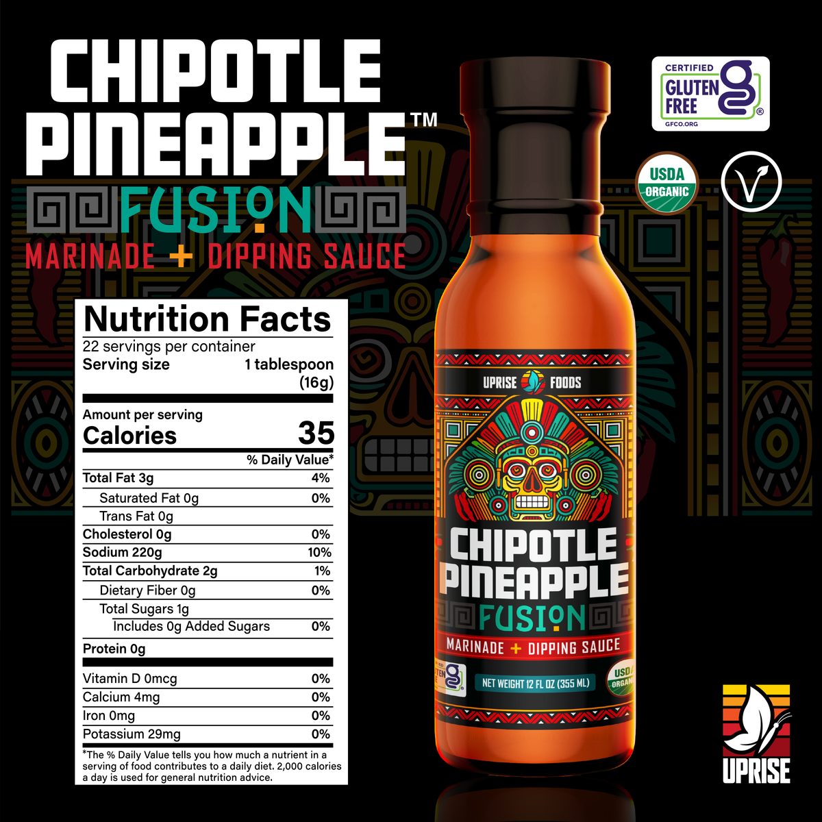 Chipotle Pineapple Fusion (Case of 12) | Organic Dipping Sauce + Marinade