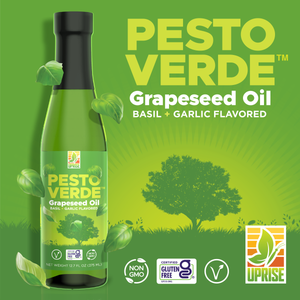 Pesto Verde Grapeseed Oil 12.7 OZ | High Smoke Point, Gluten-Free, Non-GMO, Healthy EVO Alternative