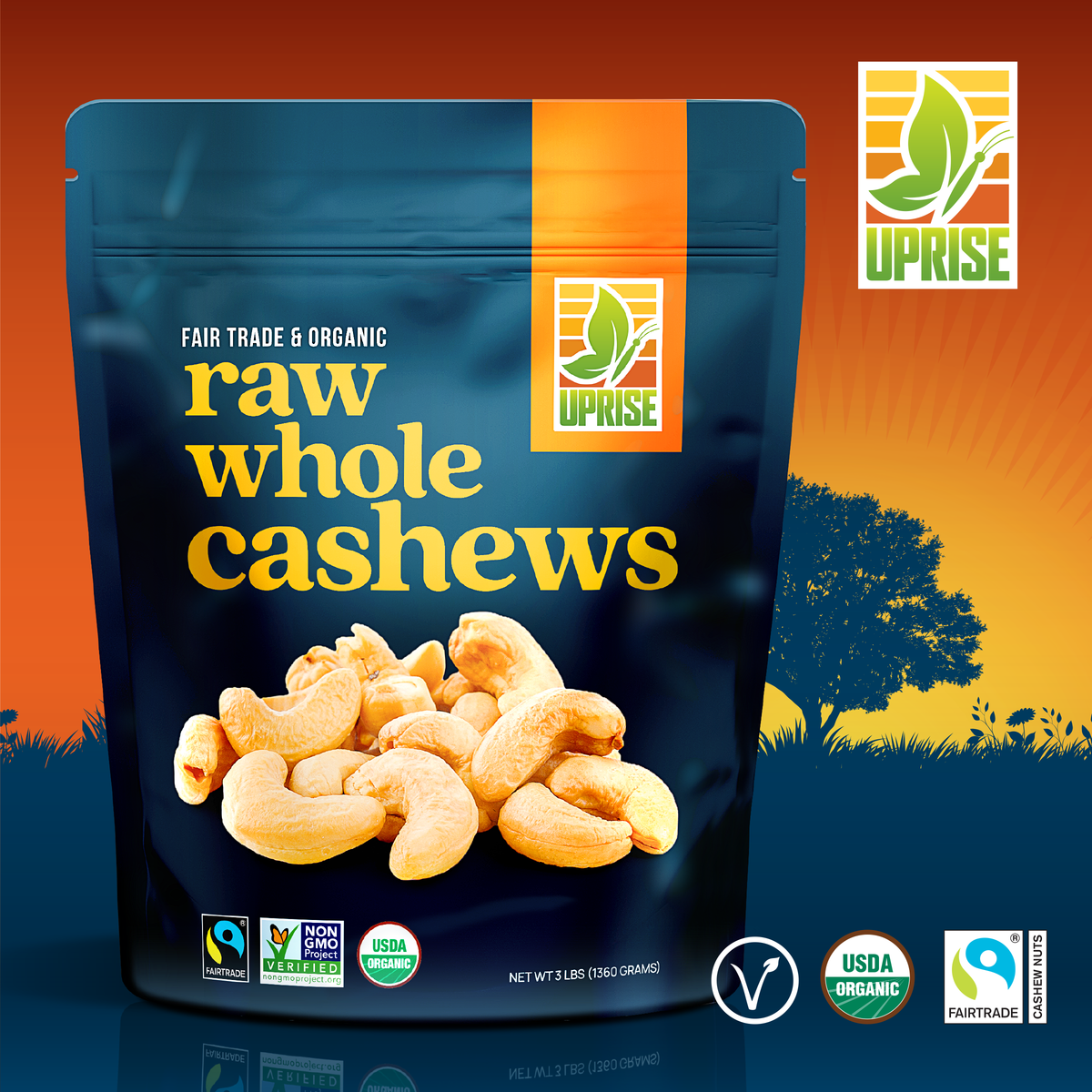 Certified Fair Trade Organic Whole Cashews (3 lb)