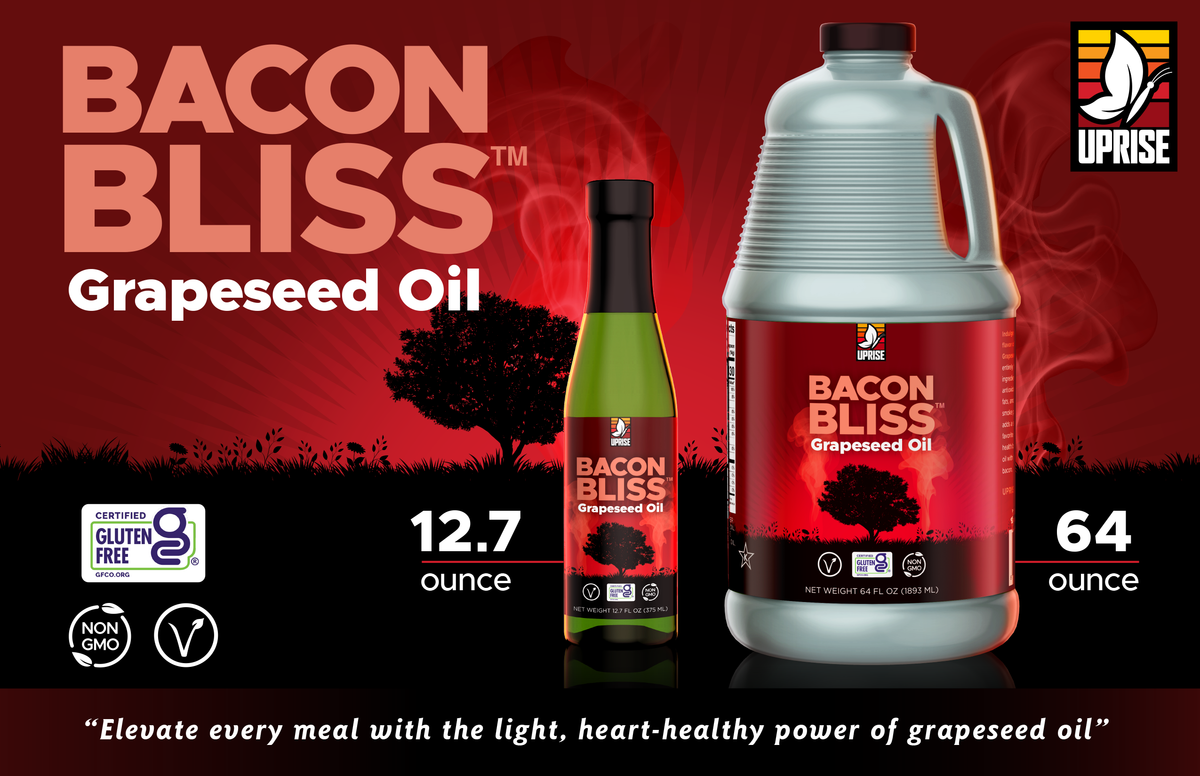 Bacon Bliss Grapeseed Oil 12.7 OZ (Case of 12) | High Smoke Point, Gluten-Free, Non-GMO, Plant-Based