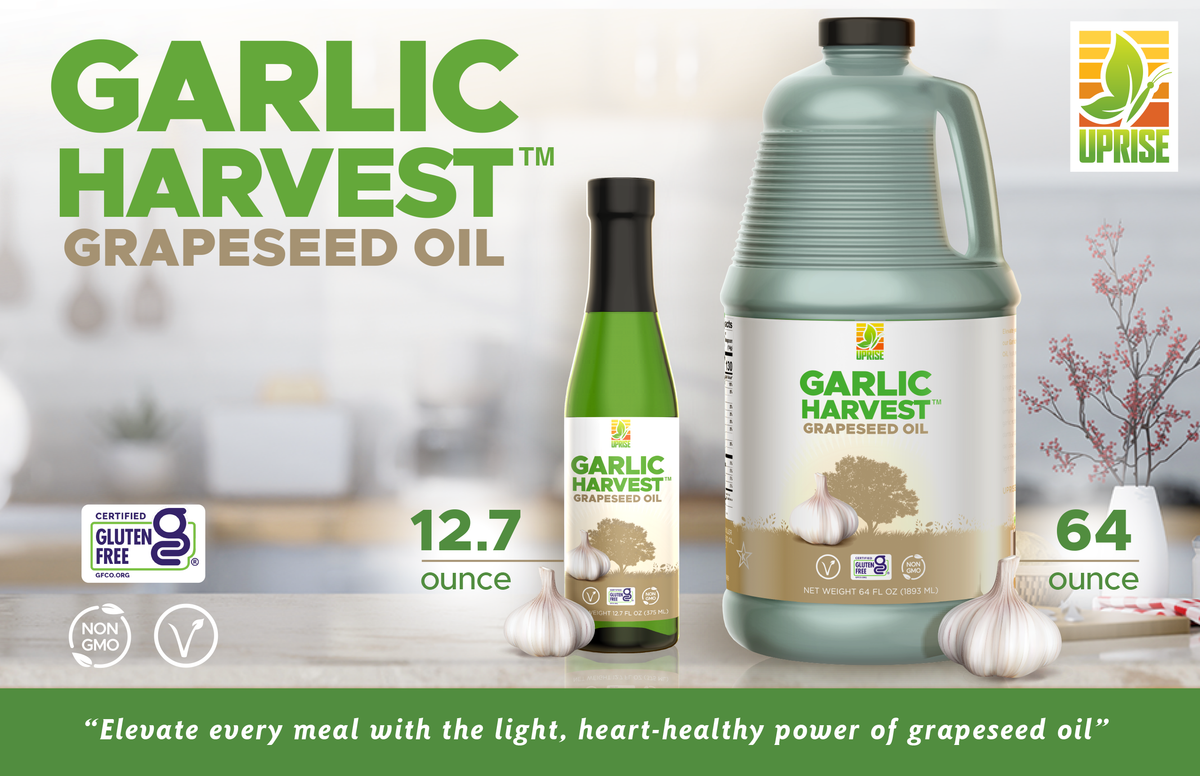 Garlic Harvest Grapeseed Oil 12.7 OZ (Case of 12) | High Smoke Point, Gluten-Free, Non-GMO, Healthy EVO Alternative