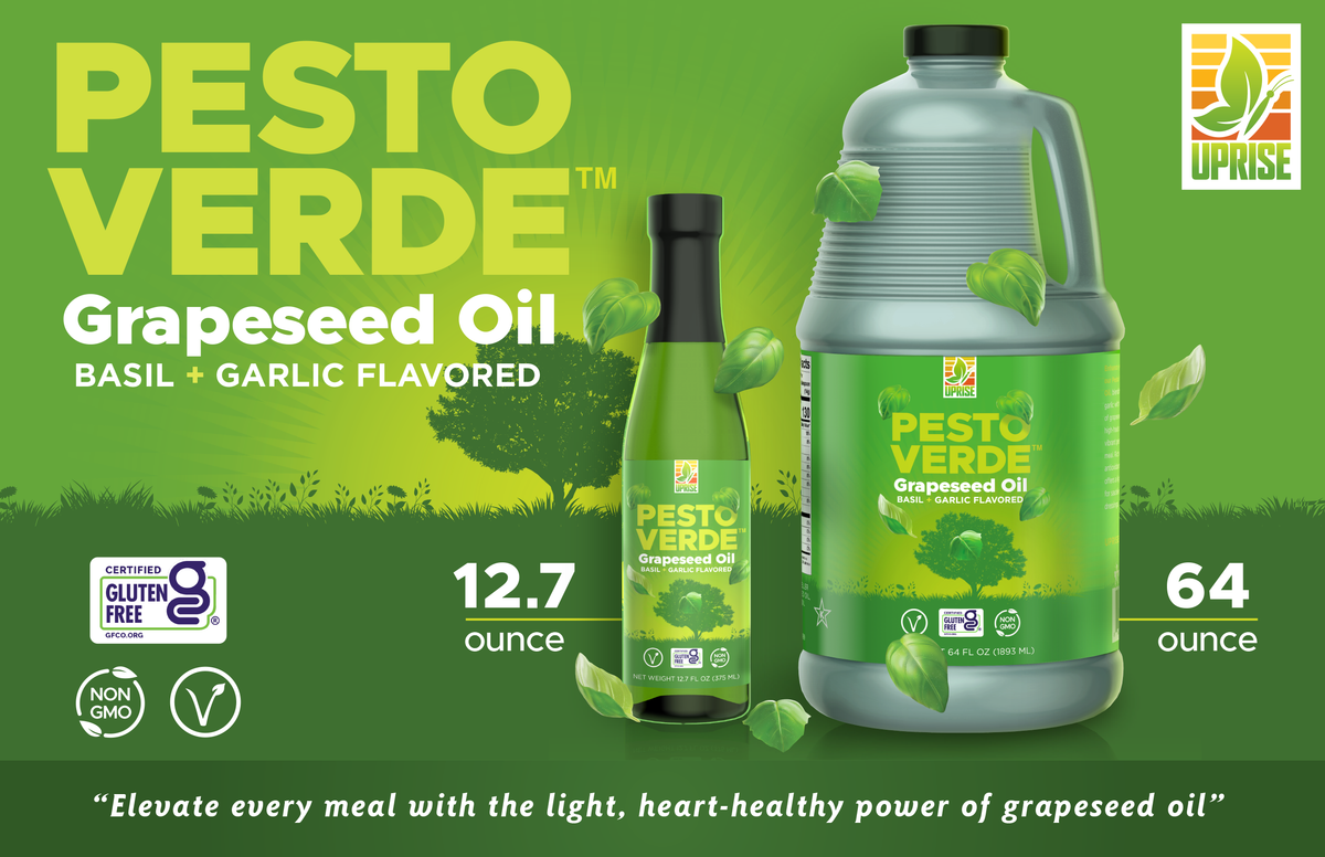 Pesto Verde Grapeseed Oil 12.7 OZ | High Smoke Point, Gluten-Free, Non-GMO, Healthy EVO Alternative