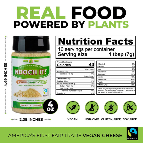 NOOCH IT! Fair Trade Dairy-Free Cashew Grated Cheeze 4oz (Vegan ...